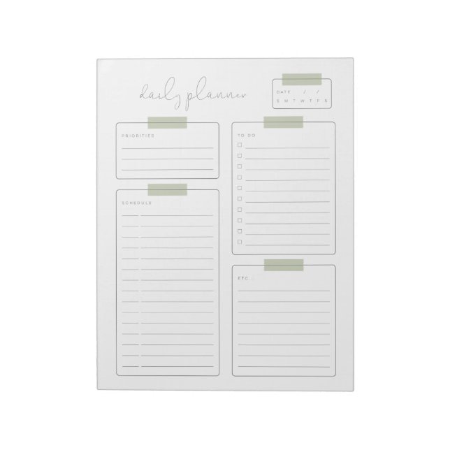 Daily Planner Calender Page Notepad (Rotated)