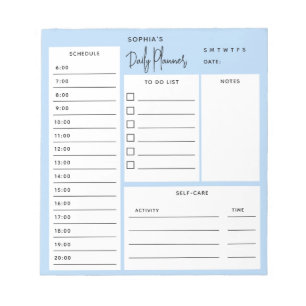 Daily Planner Chic Script Light Blue Notepad