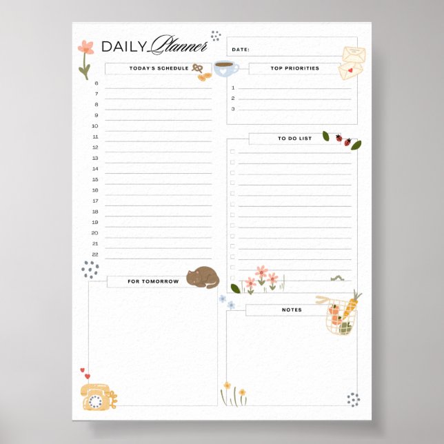 Daily Planner Cosy Home One Page Daily Schedule Poster (Front)
