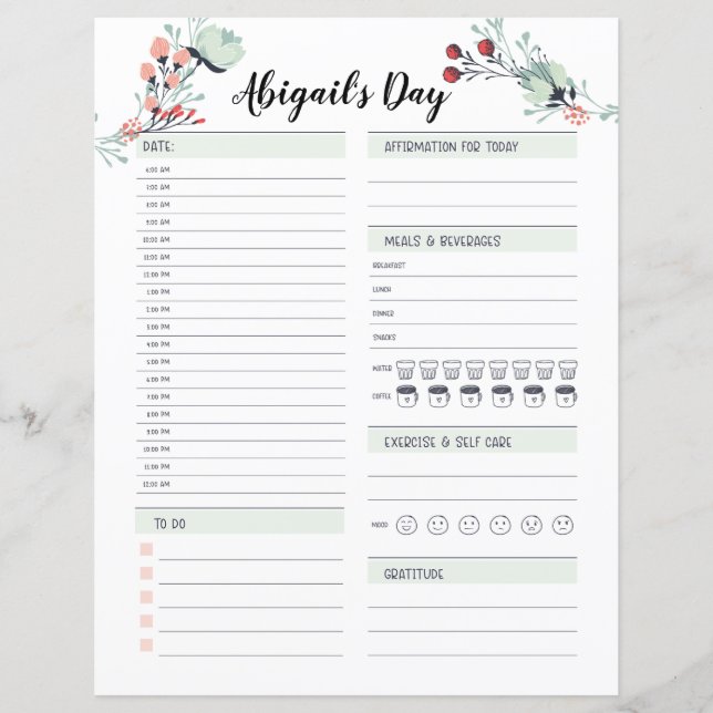 Daily Planner for Time Blocking from 6 am to 12am (Front)