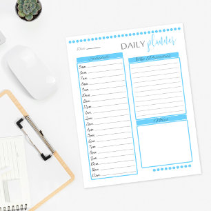 Daily Planner Lined Stationery Paper Baby Blue
