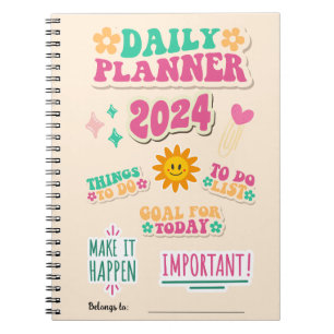 Daily Planner Notebook with Happy Face Sun