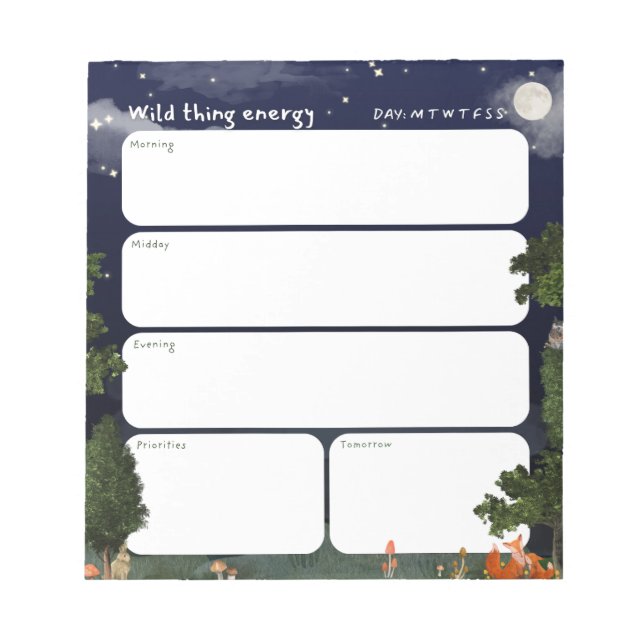 Daily Planner Notepad - Night Forest design (Front)