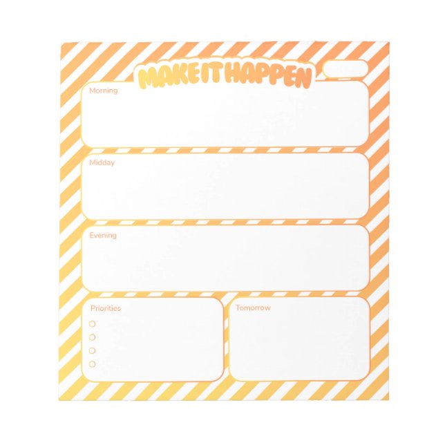 Daily Planner Notepad - Yellow Striped (Front)