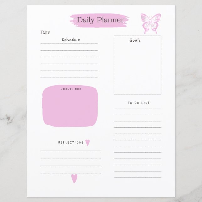 Daily Planner Page Pink   (Front)