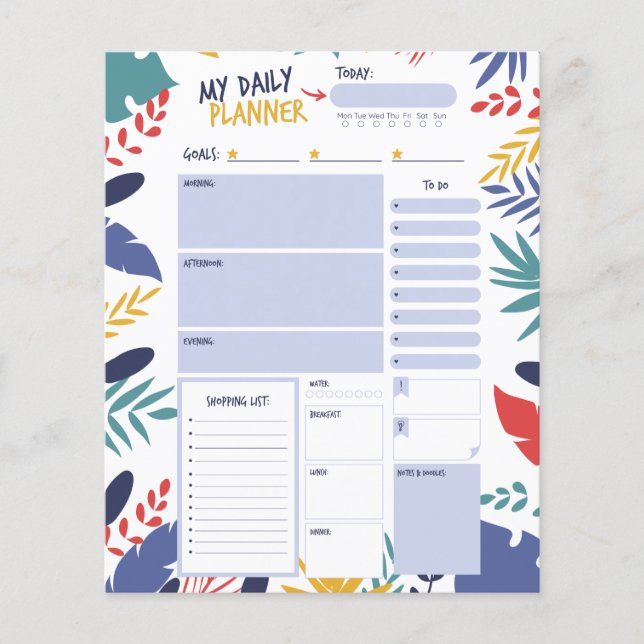 Daily Planner Printable, Daily To Do List for Work (Front)