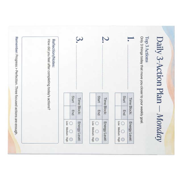 Daily Planner – Smart to do list | Monday Notepad (Front)