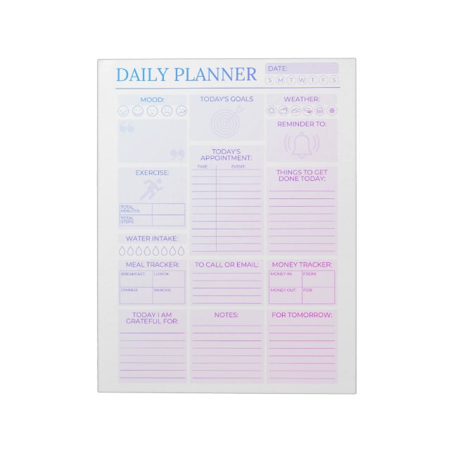 Daily Planner - Task Organisation for Work & Home Notepad (Rotated)