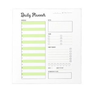 Daily Planner with Monday Start (Green) 5.5x6" Notepad