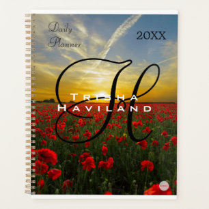 Daily Planner with Monogram - Sunset over Poppies