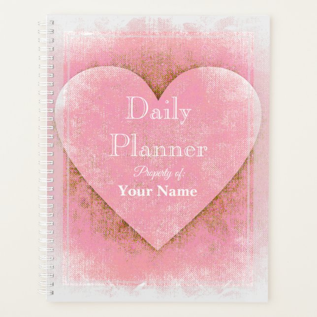 Daily Planner with Pink Faded Heart Design HAMbWG (Front)