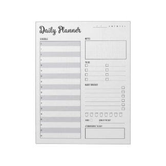 Daily Planner with Sunday Start (Grey) 8.5 x 11" Notepad