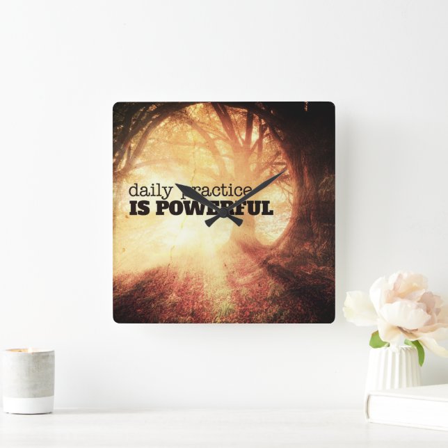 Daily Practice Square Wall Clock (Home)
