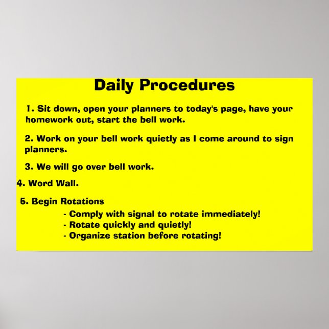 Daily Procedures Poster (Front)