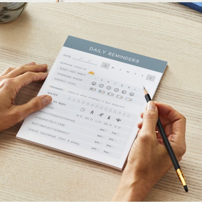 Daily Reminders ADHD Notepad (adhd, adhd notepad, neurodivergent, daily reminders, notepad, custom notepad, )