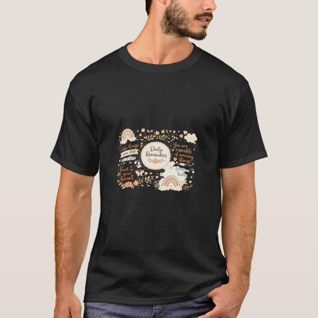 Daily Reminders – Boho Positive Affirmation Waterc T-Shirt (Front)