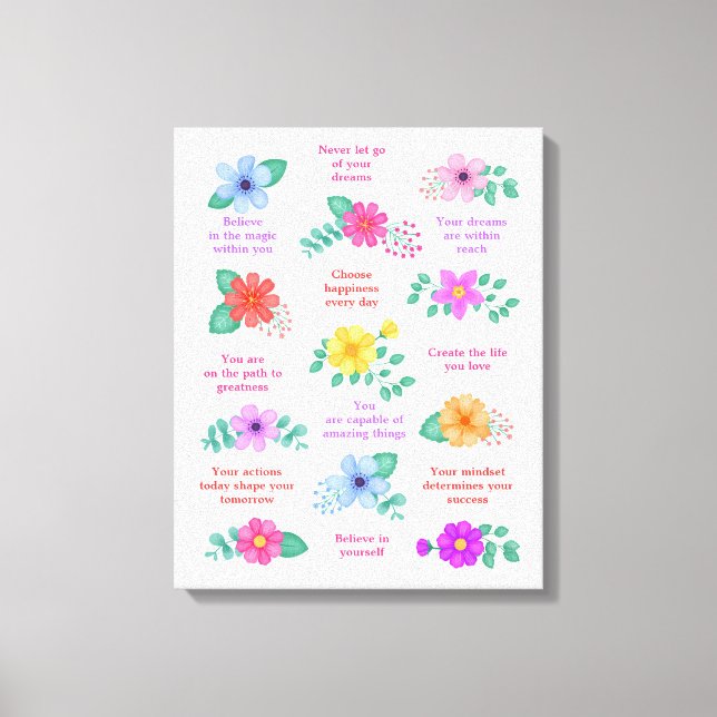 Daily Reminders Positive Motivational Quotes Canvas Print (Front)