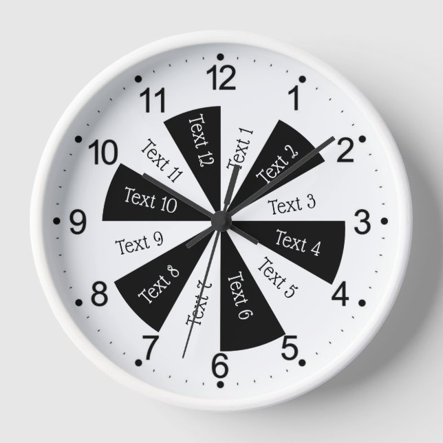 Daily Schedule Black & White Clock (Front)