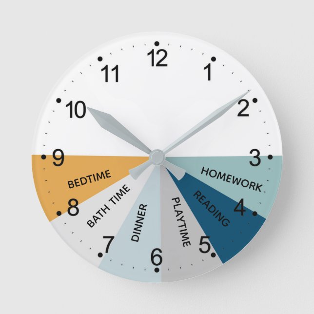 Daily Schedule Colours Round Clock  (Front)