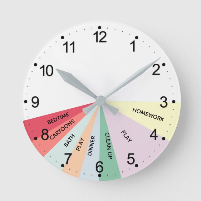 Daily Schedule Colours Round Clock (Front)