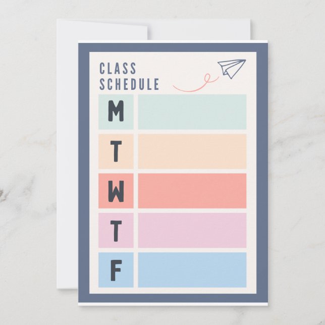 Daily Schedule Planner Monday through Friday Invitation (Front)