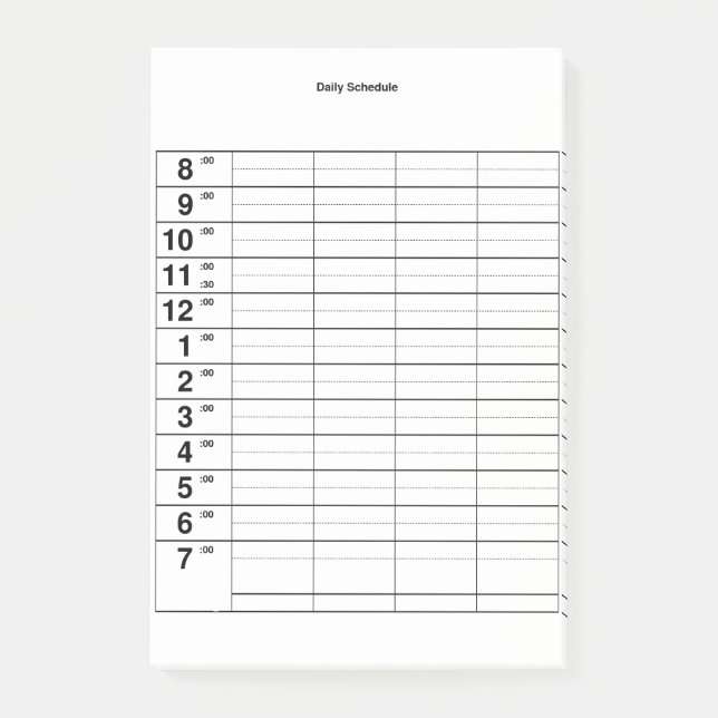 Daily Schedule Post-it Notes (Front)