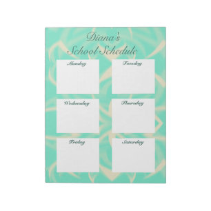 Daily school planner schedule teal pattern notepad