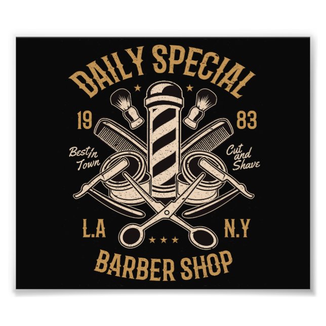 Daily Special Barber Shop Cut And Shave Photo Print (Front)