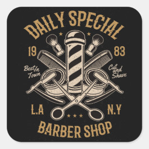 Daily Special Barber Shop LA NY Cut and Shave Square Sticker