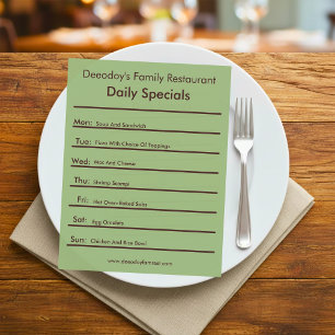 Daily Specials Green Flyer