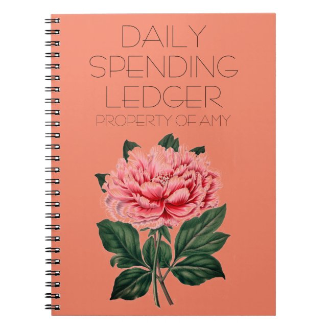 Daily Spending Ledger Flower Financial Notebook (Front)