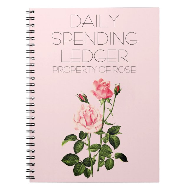 Daily Spending Ledger Rose Financial Notebook (Front)