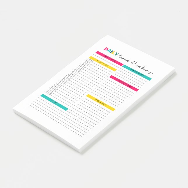 Daily Time Blocking Planner Journal Post-it Notes (Angled)