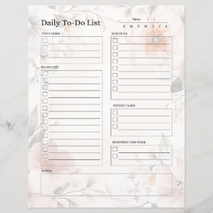 Daily To-Do List Page (Floral Design)