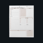 Daily To Do Planner Organiser monogram Notepad<br><div class="desc">This design was created though digital art. It may be personalised in the area provided by changing the photo and/or text. Or it can be customised by choosing the click to customise further option and delete or change the colour the background, add text, change the text colour or style, or...</div>