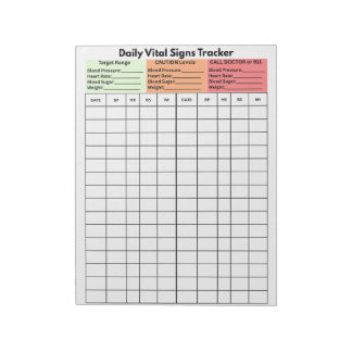 Daily Vital Signs Log Diary Patient Education Notepad
