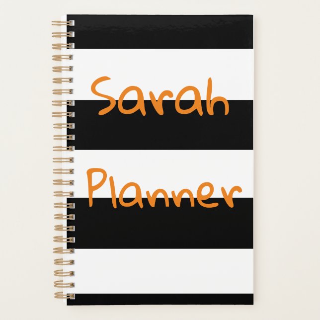 Daily Weekly Monthly Planner. Black and white Planner (Front)
