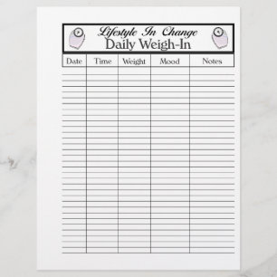Daily Weigh-In page, for Lifestyle change Flyer