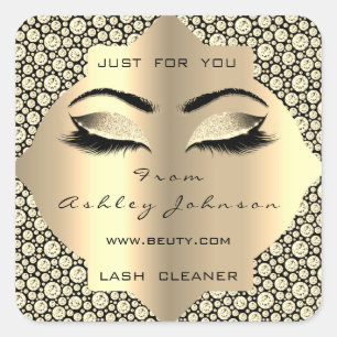 Daimond Sepia Glitter Gold Lash Cleaner Makeup Square Sticker