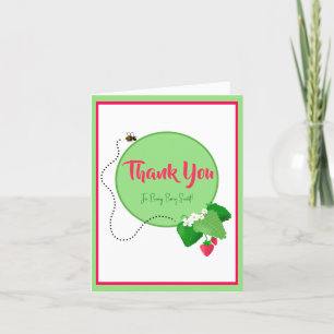 Dainty Berry Sweet Strawberry 1st Birthday Girl Thank You Card