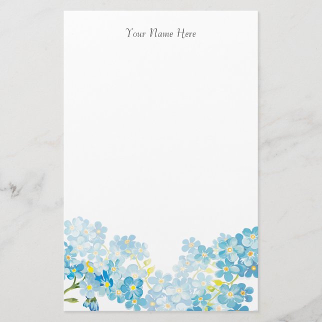 Dainty Blue Forget Me Not Stationery (Front)