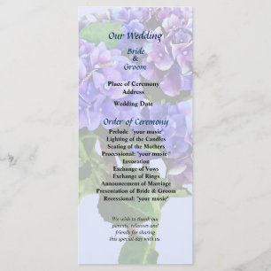 Dainty Blue Hydrangea Wedding Program Programme