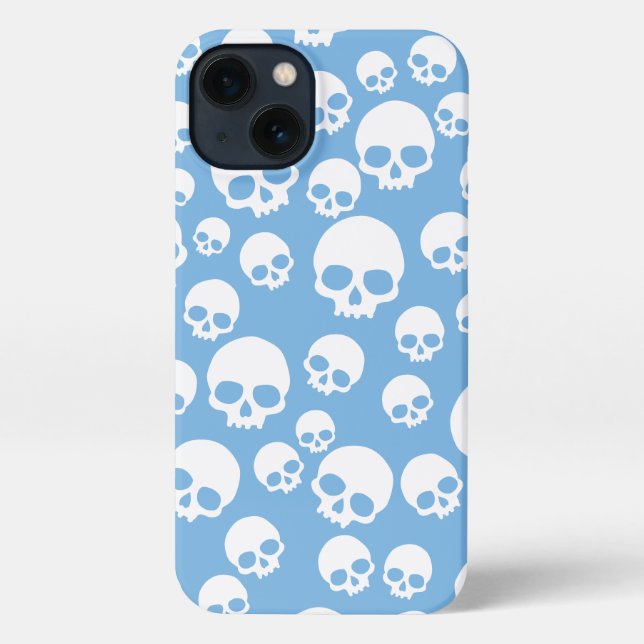 Dainty Blue Random Skulls Pattern iPhone Case (Back)