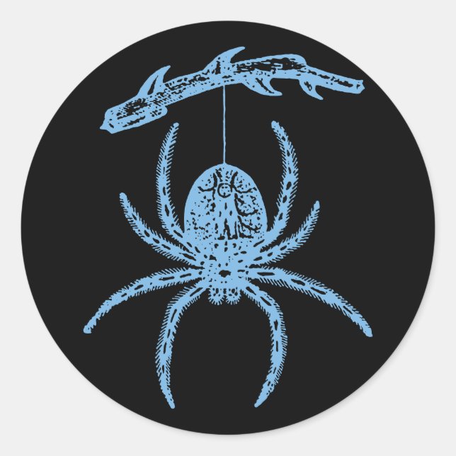 Dainty Blue Spider Classic Round Sticker (Front)