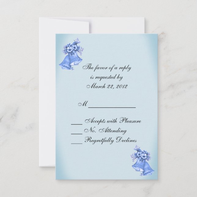 Dainty Blue Wedding Bells RSVP (Front)