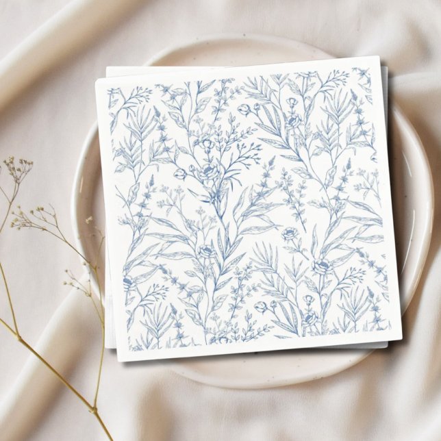 Dainty Blue & White Floral Paper Cocktail Napkins (Dainty Blue & White Floral Paper Cocktail Napkins
)