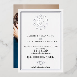 Dainty Celestial with Photo Wedding Invitation