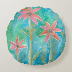 Dainty Daisies III Round Cushion