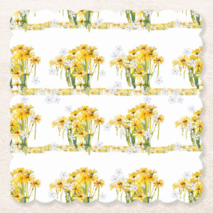 dainty daisies! scalloped edge paper coaster