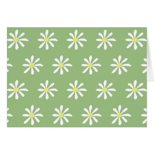 Dainty Daisy Blank Cards (Sage Green & White) (Front Horizontal)